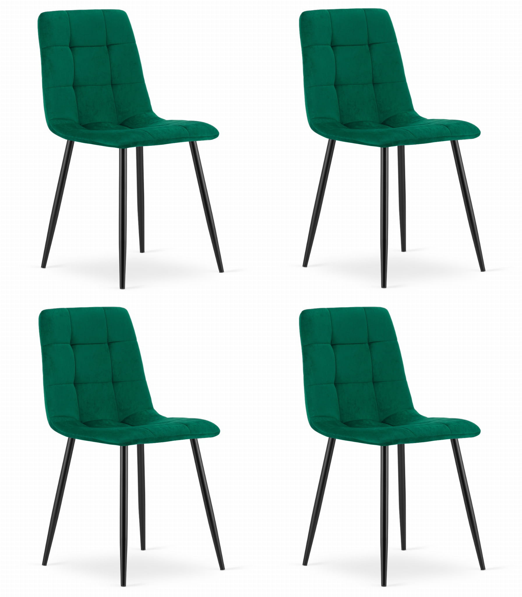 Krzesło Do Jadalni Kuchni SalonuKara - Ciemna Zieleń Aksamit X 4
