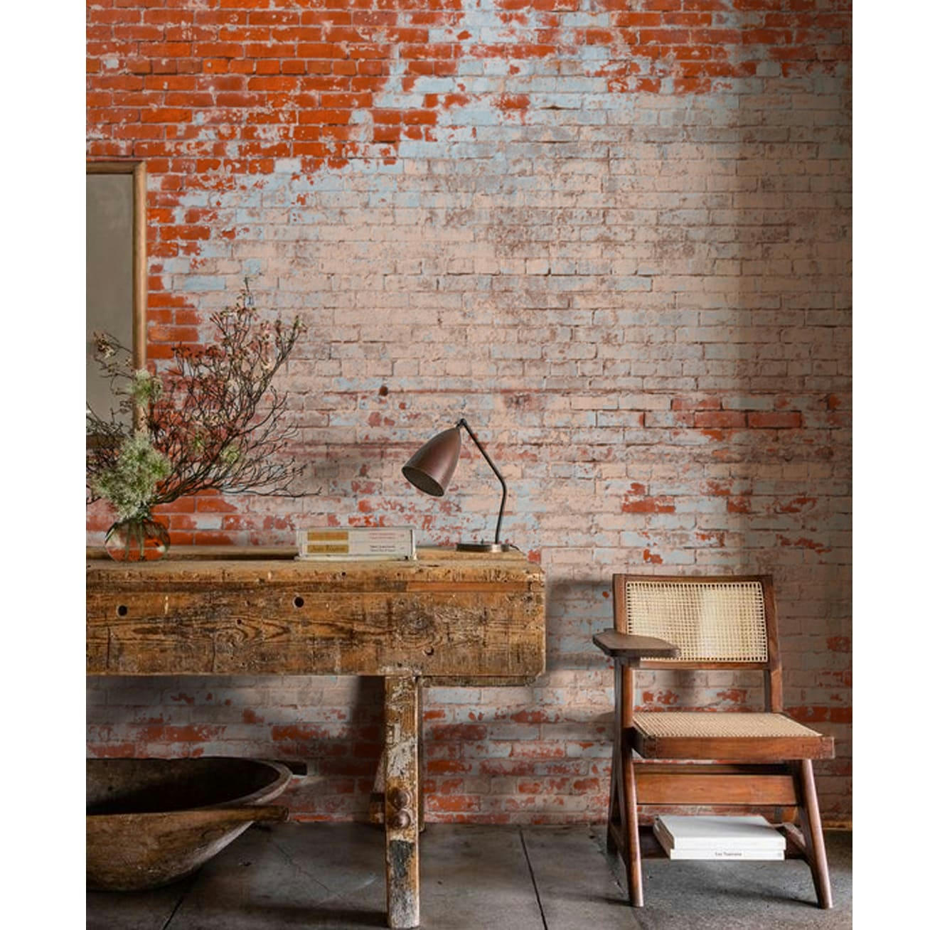 - Papier peint brique rouges anciennes 255x260