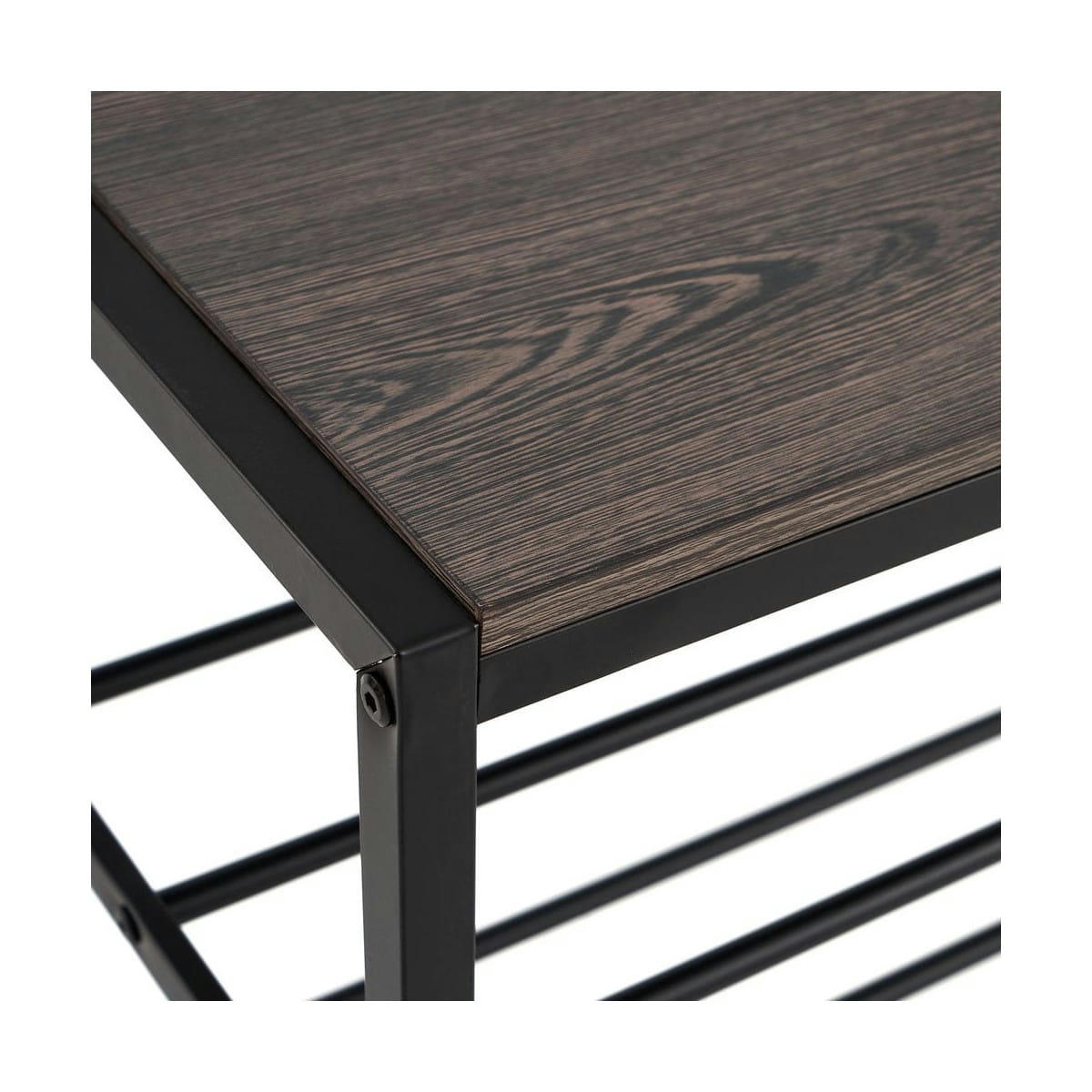 MÉTAL - Meuble d'entrée banc + portemanteau bois et métal noir