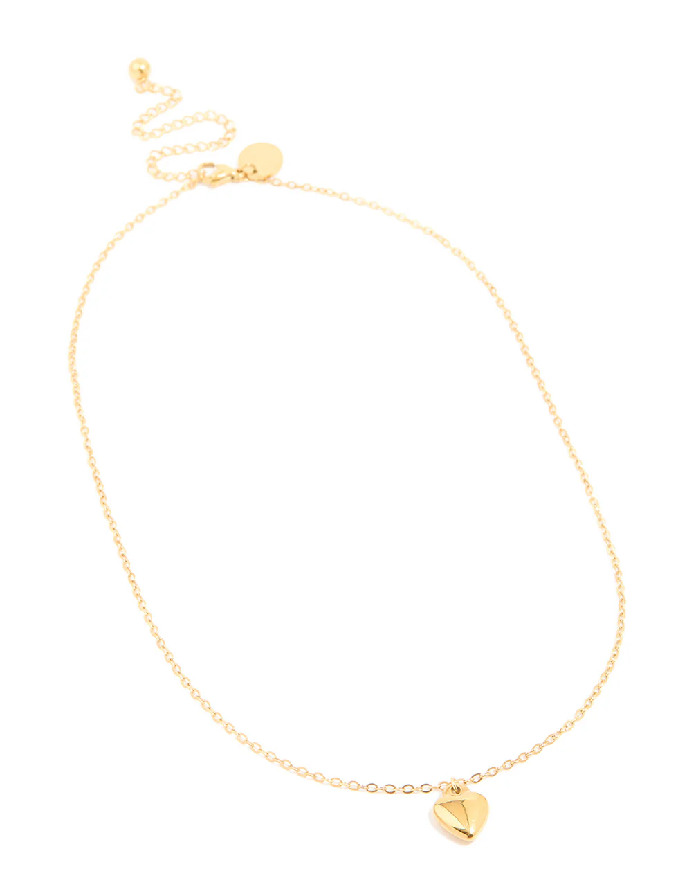 Waterproof Gold Plated Stainless Steel Puffy Heart Pendant Necklace
