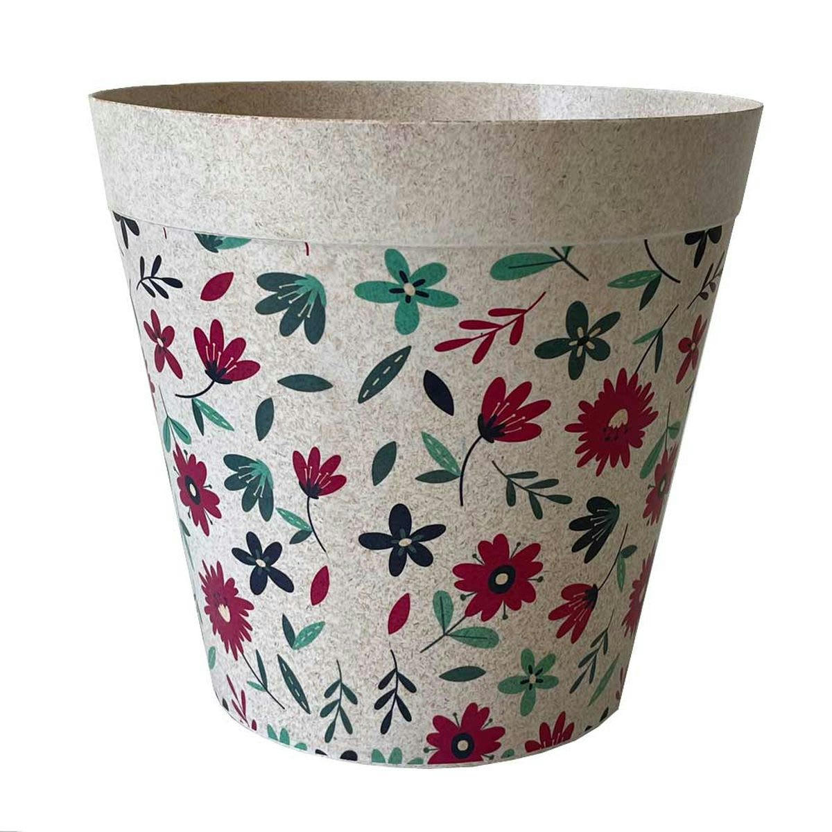 FLEURS - Cache pot en bambou petites fleurs D25,5cm