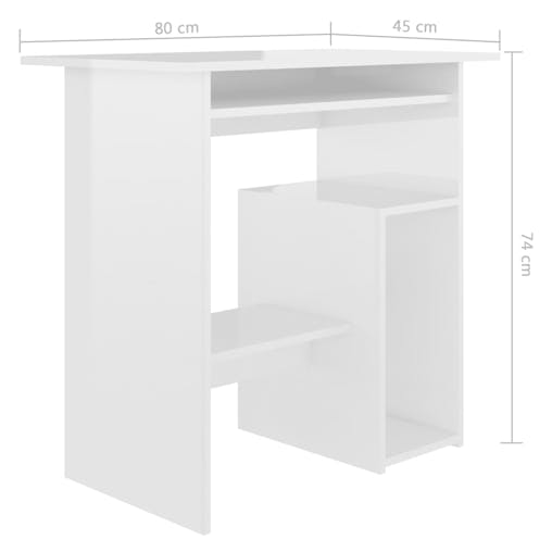 NNEVL Desk High Gloss White 80x45x74 cm Chipboard