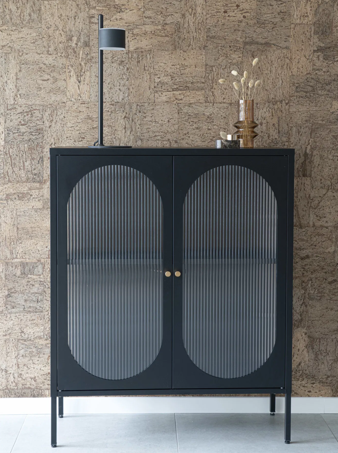 Rebellenclub Randers Vitrinekast - 110 x 90 cm - Zwart