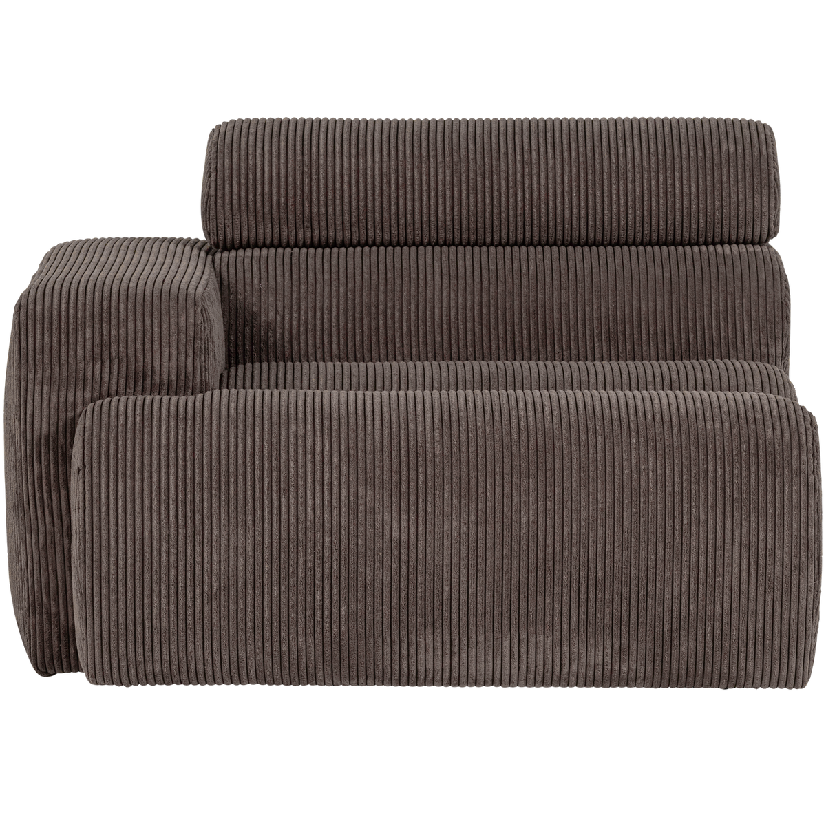 WOOOD 1-zits element bank arm rechts Novi - Ribstof - Grijsbruin - 86x109x113