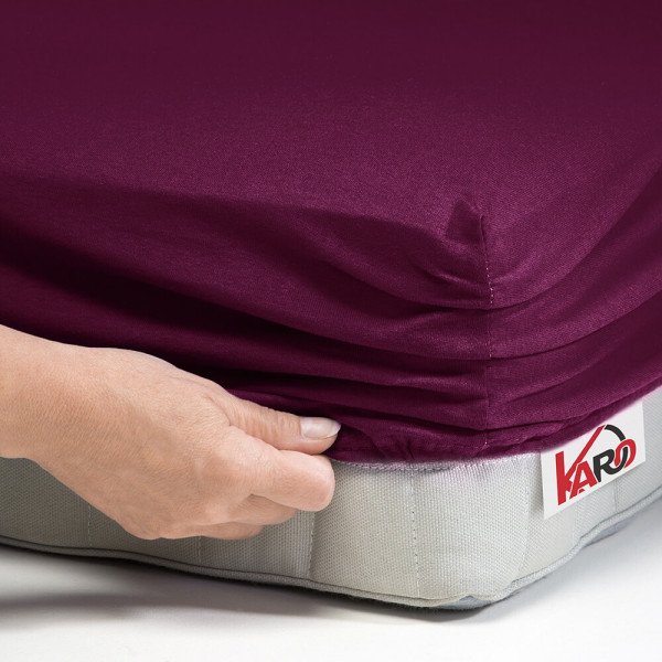 Prześcieradło jersey z gumką 90x200 śliwkowe 150g/m2 KARO