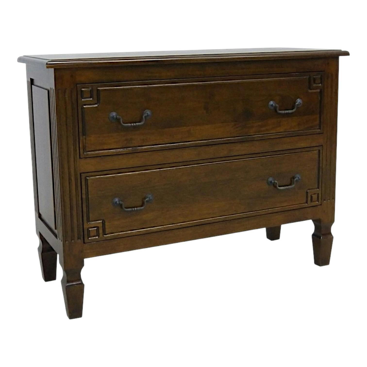 Commode sculté 2 tiroirs hévéa 100x40x75cm TRADITION