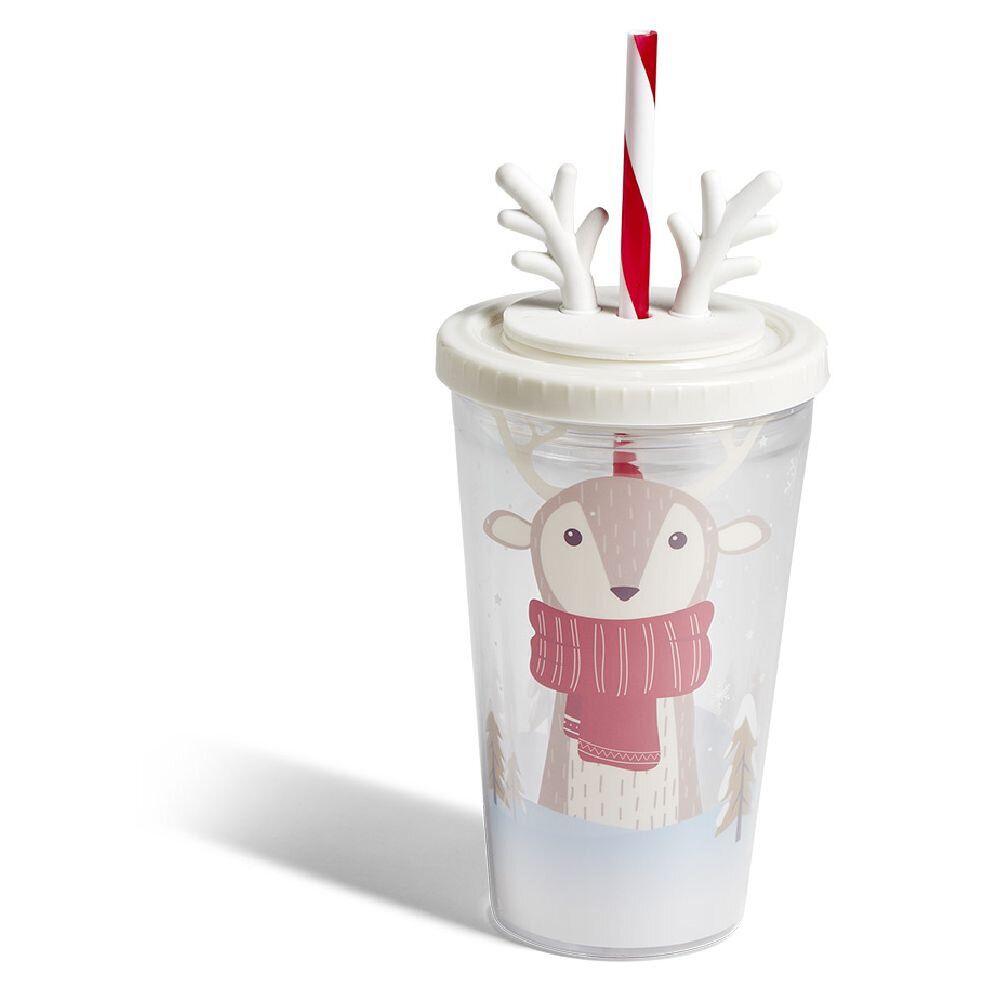 Gobelet paille No&euml;l 470ml - 2 modèles