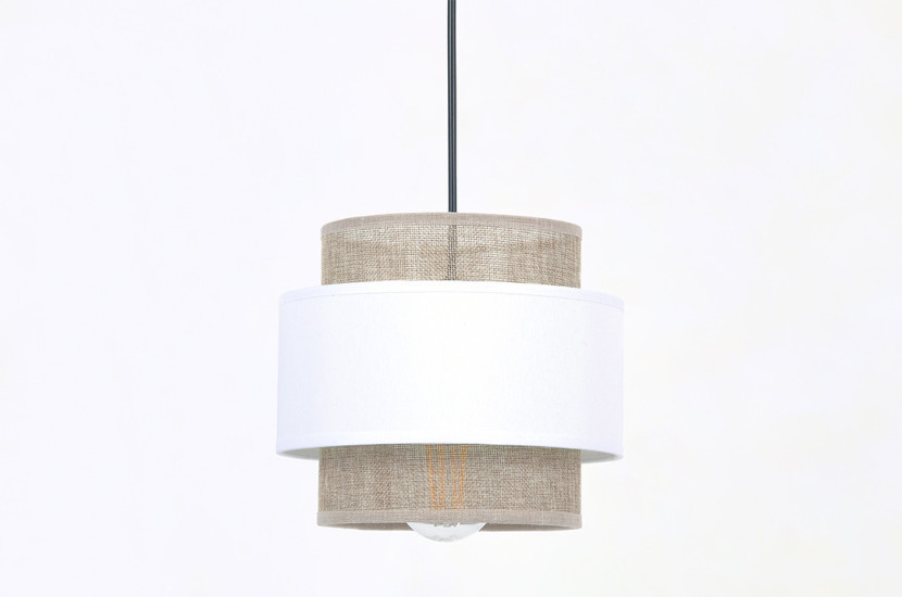 Lampa wisząca biało-beżowa RICO 1xE27x40W wym: 100x20x20 cm Kaja