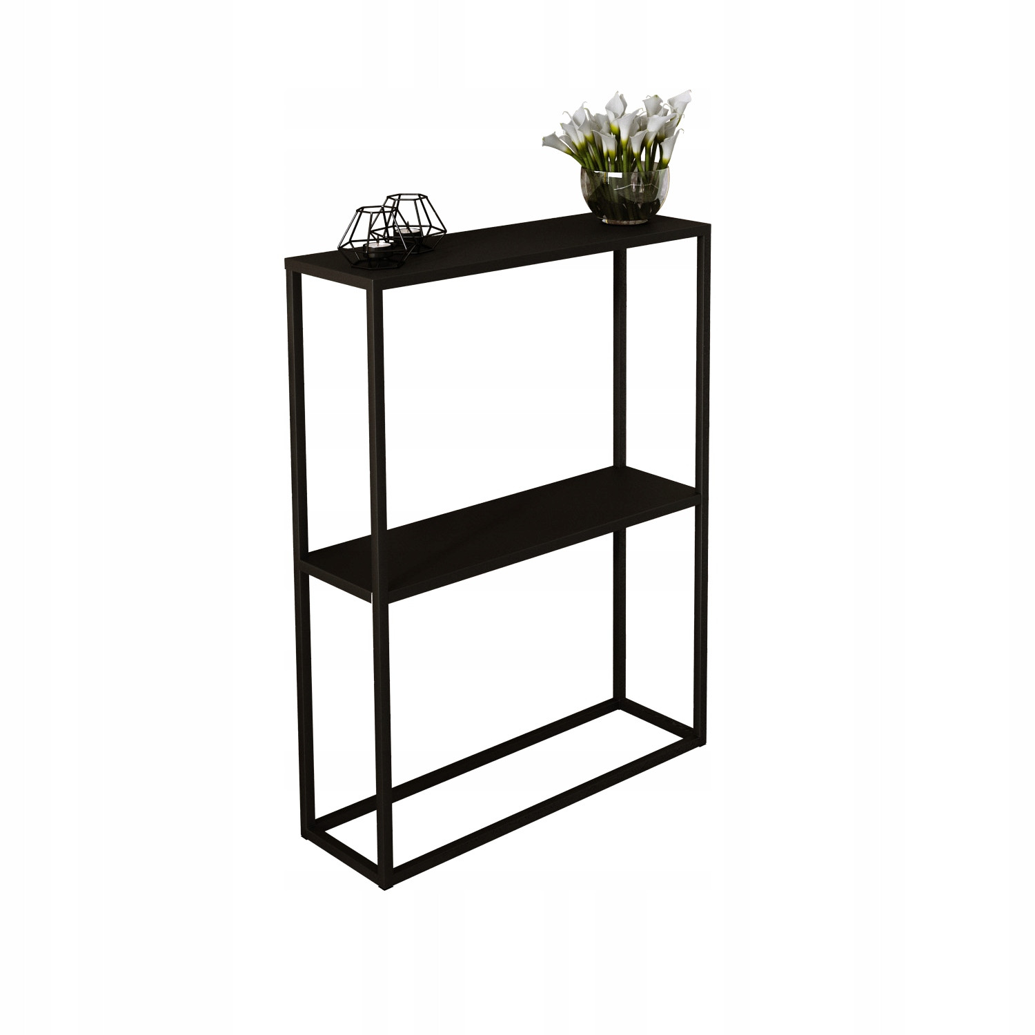 Konsola metalowa toaletka stolik półka stojąca loft czarny matowy 60x20h78