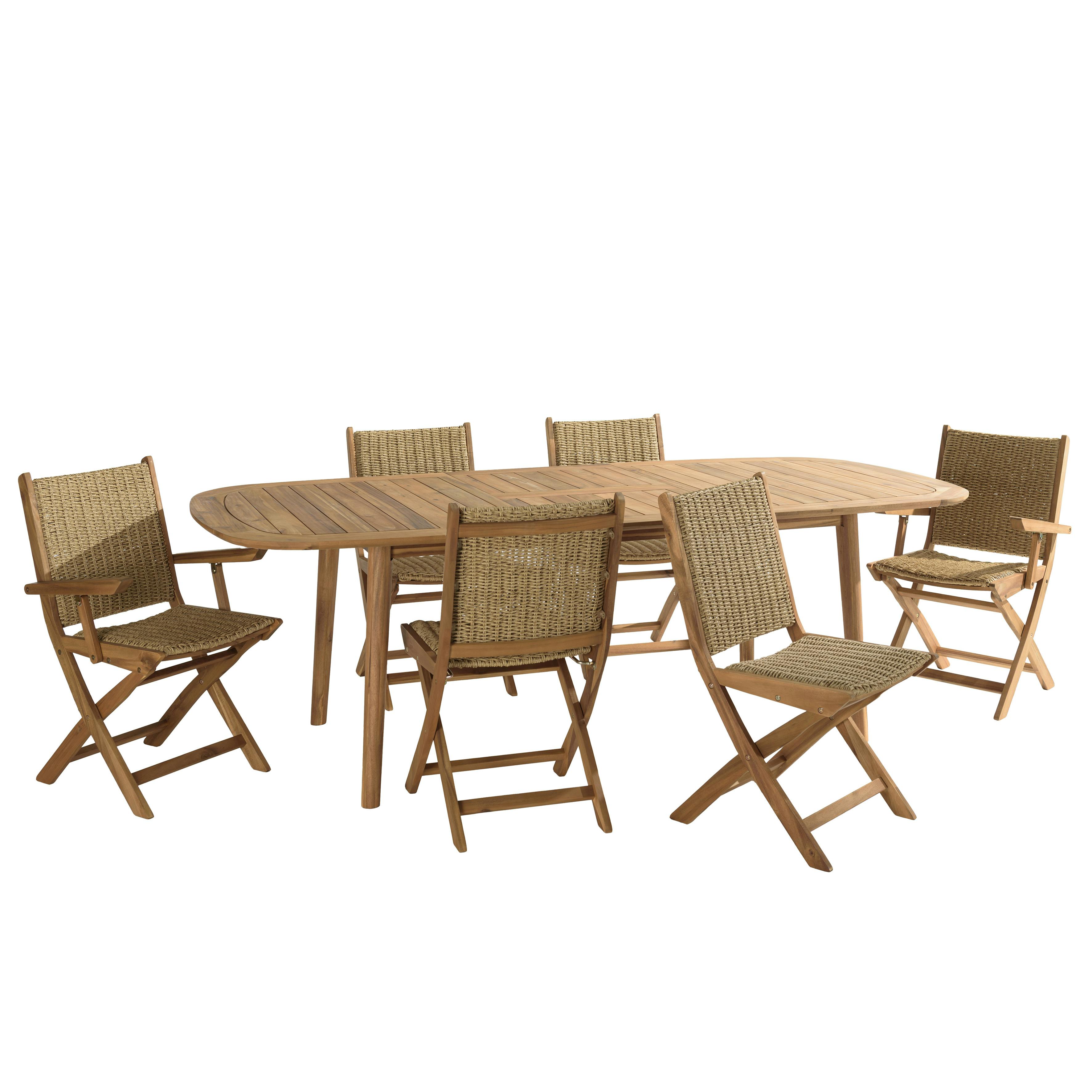 Salon de jardin table extensible et 6 assises OSTIA