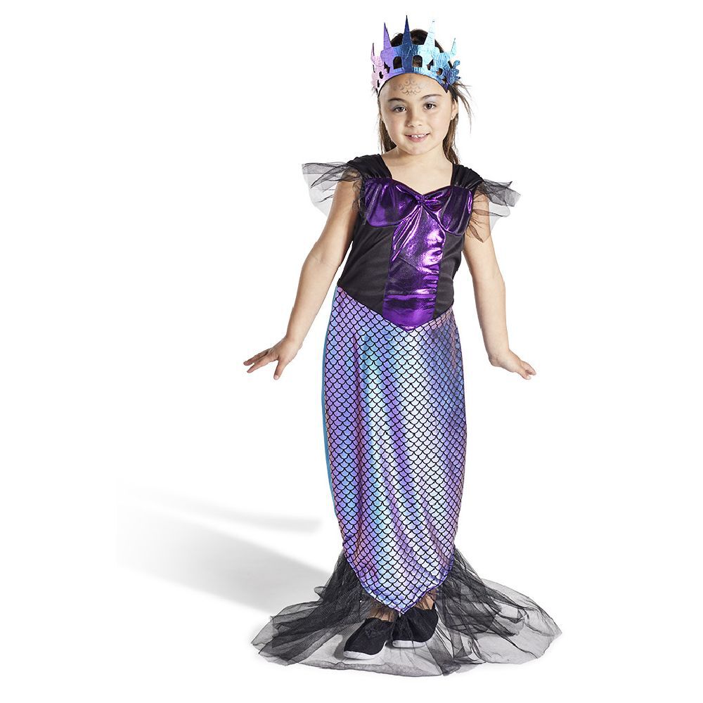 Déguisement enfant sirène robe et serre-tête noir et violet 4/6ans
