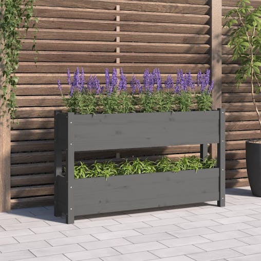 NNEVL Planter Grey 112x25x66 cm Solid Wood Pine