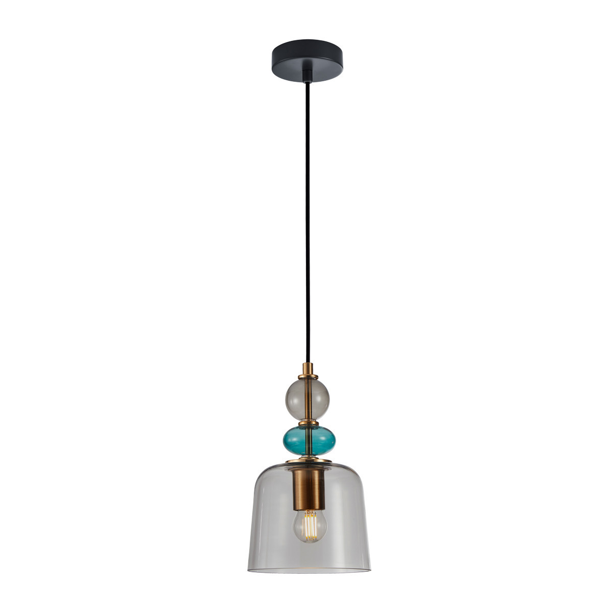 Lampa wisząca mosiądz-dymiona-czarna-turkusowa NAMOS 1xE27x40W Italux