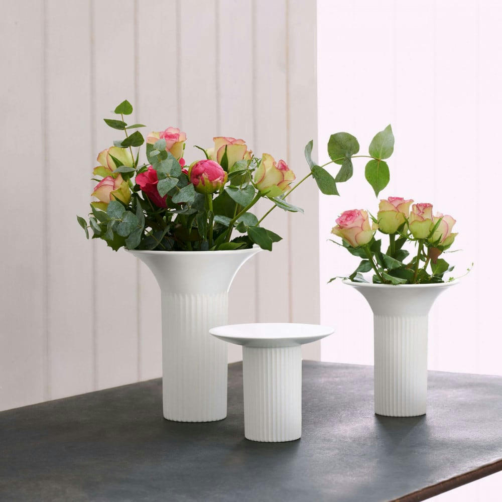 Artea - Vase colonne céramique blanc H13cm