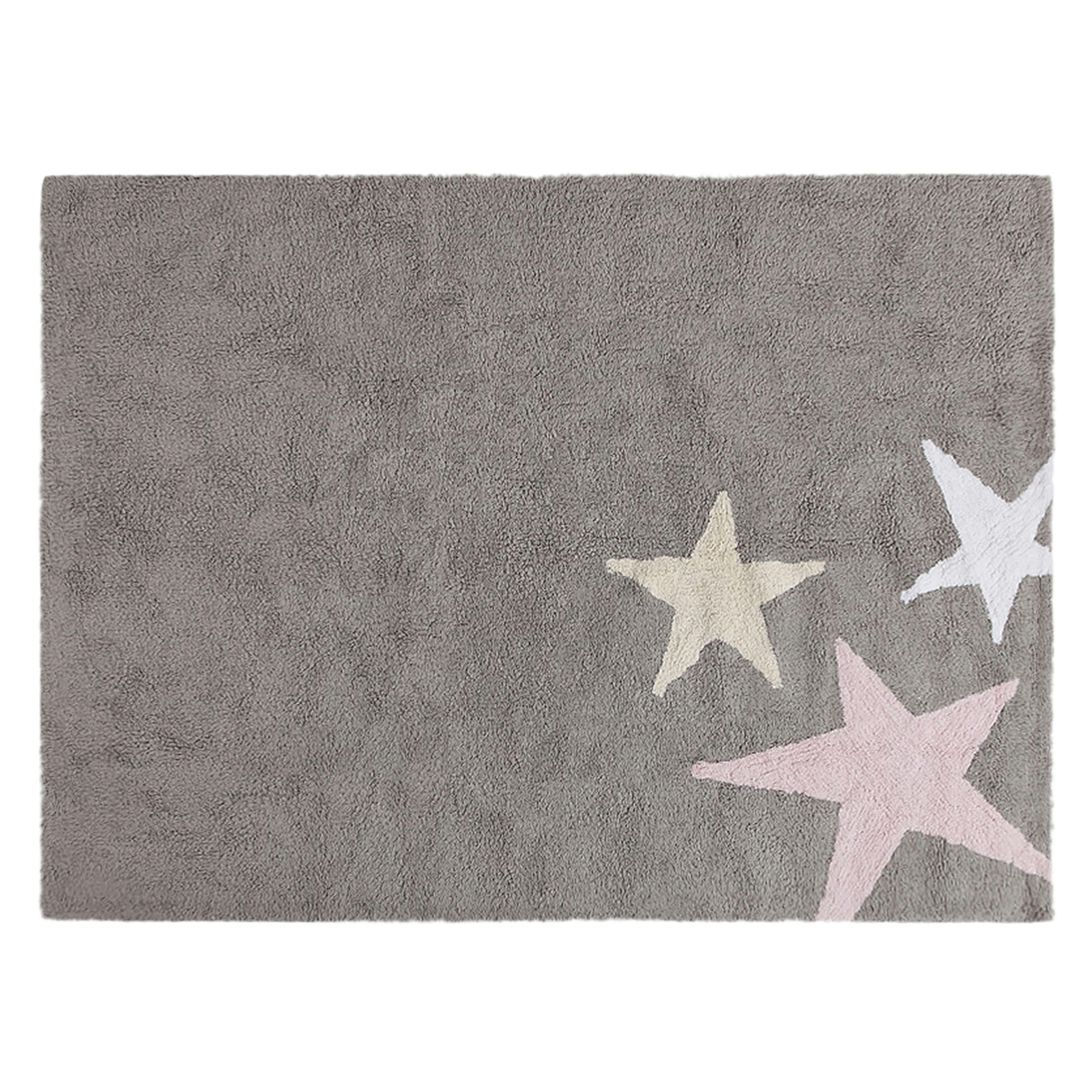 STARS - Tapis lavable en coton rose 120x160