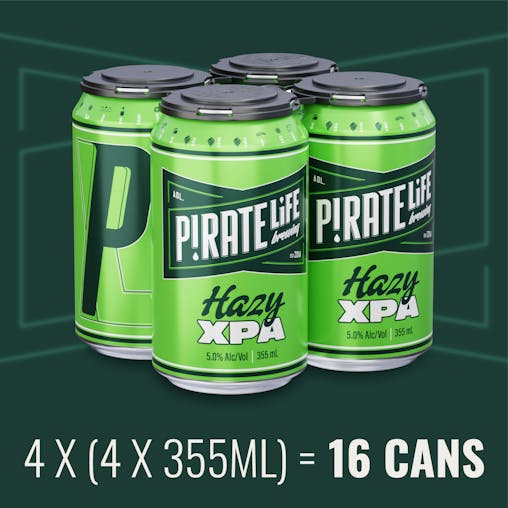 Pirate Life Hazy XPA, Pale Ale Beer, Full & Fresh Beer, Fruity Characters, 355mL (Case of 16 Cans)