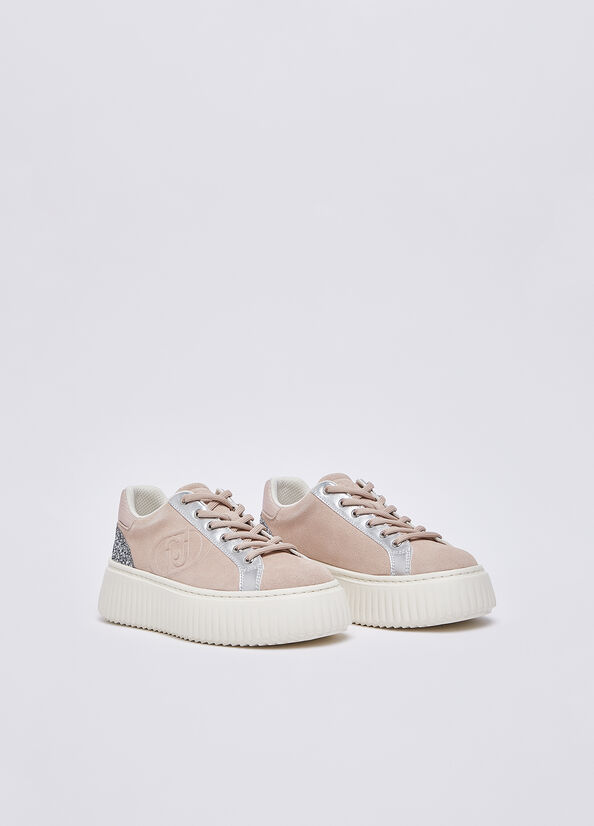 Sneakers in suede con maxi logo
