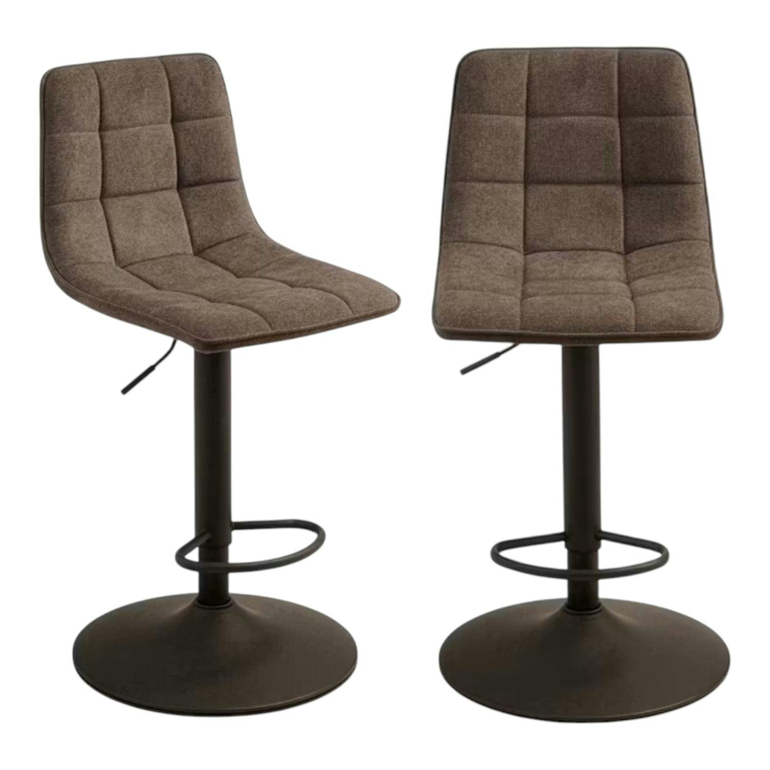 Tabouret de bar réglable marron pied bronze (lot de 2) LORA