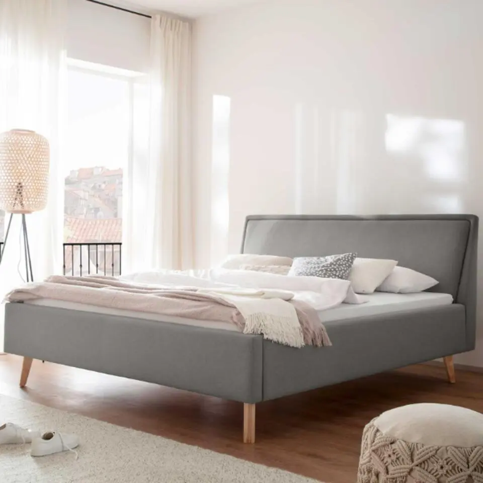 Twijfelaar Estee 140x200cm met opbergruimte - lichtgrijs/eik