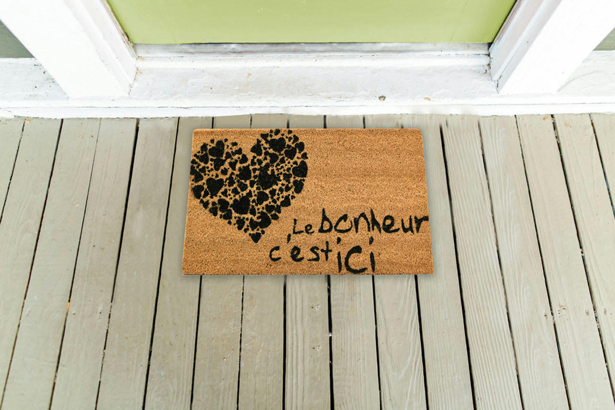 - Paillasson en fibre de coco 60 x 40 cmi le bonheur est ici