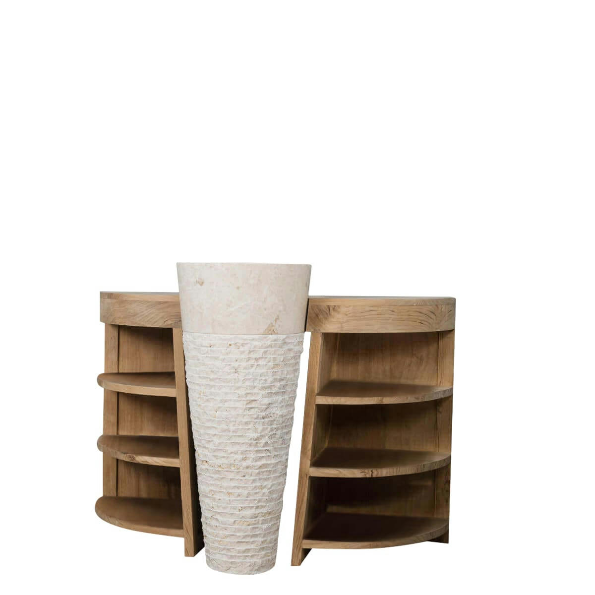 - Meuble de salle de bain en teck 120cm + vasque crème