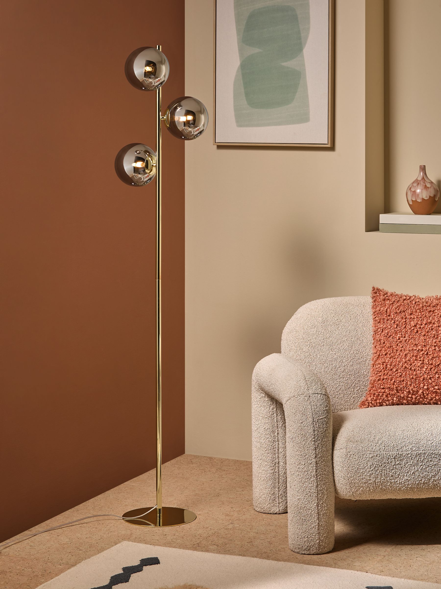 Globe Floor Light in Grey/Brass