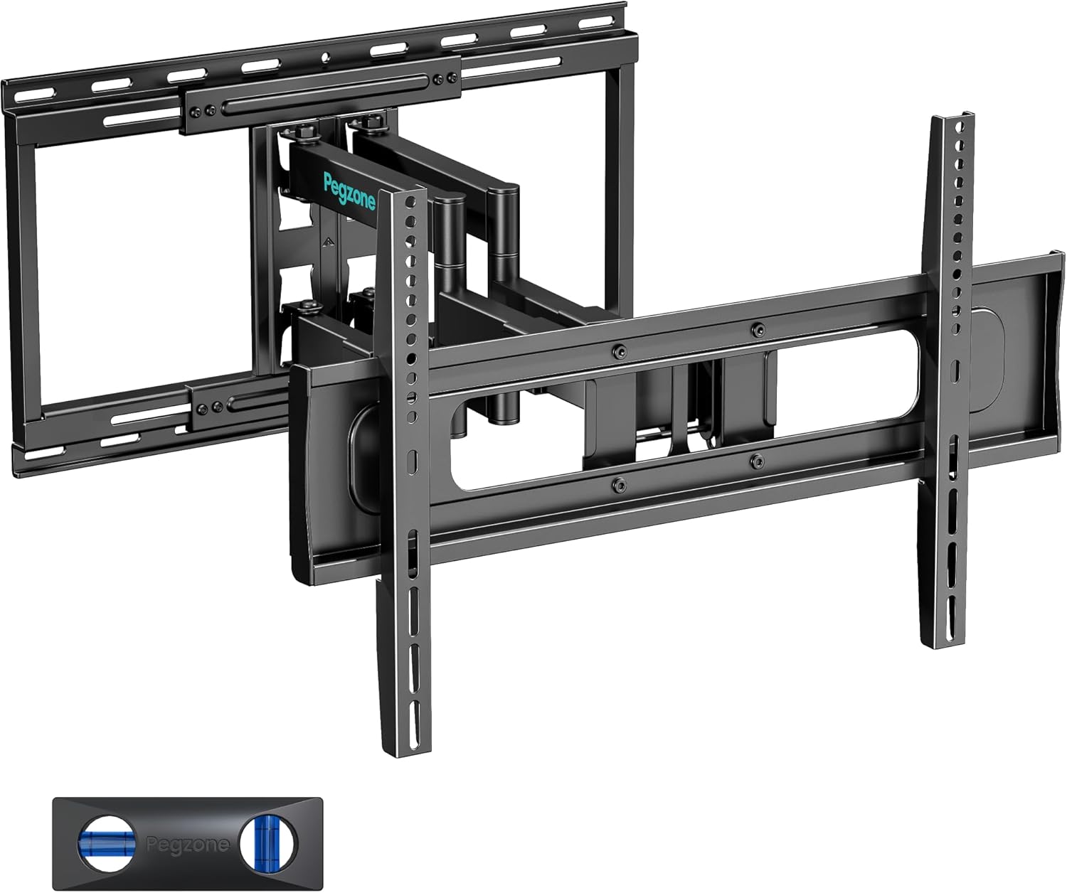 Pegzone Full Motion TV Wall Mount for 37-90 Inch TVs up to 176lbs, 25.4 Extension, Swivel Heavy Duty TV Bracket, Sliding Dual Arms for Off-Center Studs, Fits 16/ 18 /24 Wood Studs, VESA 600x400
