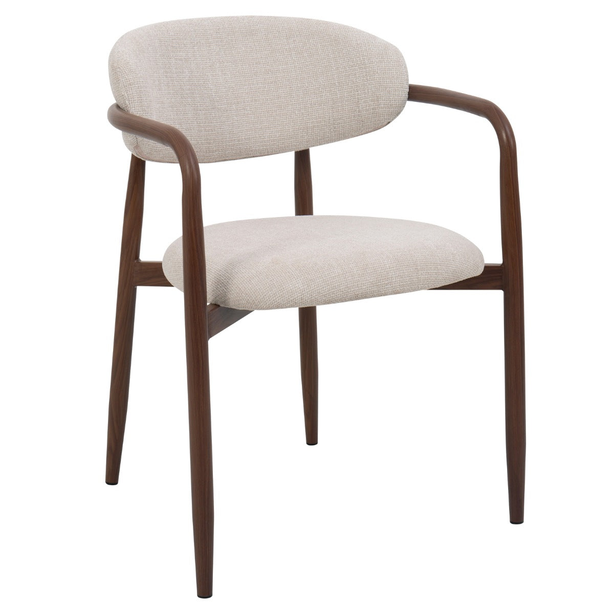 Giga Meubel Eetkamerstoel Alexia - Beige Stof Metaal - 59x57x77cm - Set van 2