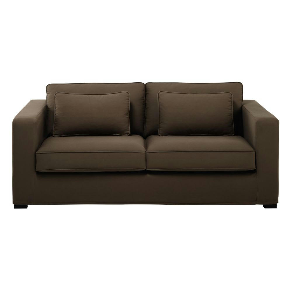 Milano - Canapé convertible 2/3 places en toile gris taupe, matelas 12 cm