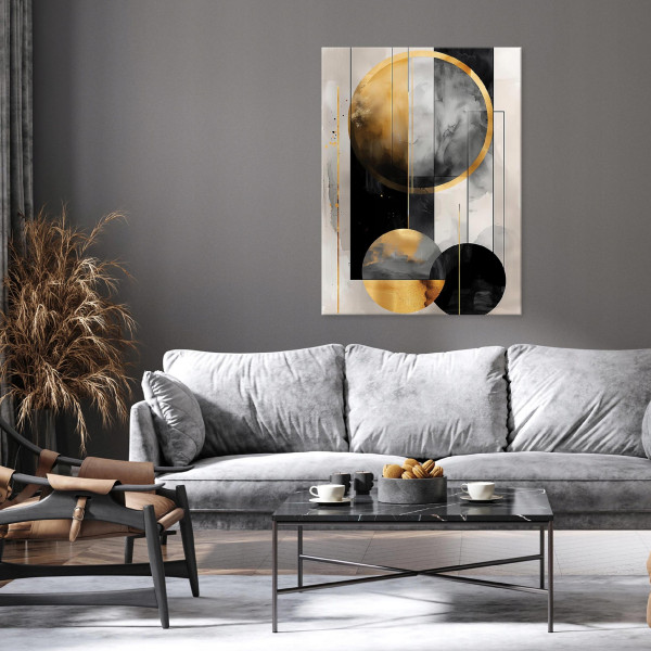 Obraz Abstrakcja Art Deco Złoto Na Płótnie Ścianę Do Sypialni Salonu 60X40