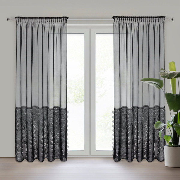 Firana na taśmie wycinana laserowo DEBORA 140X270 czarna