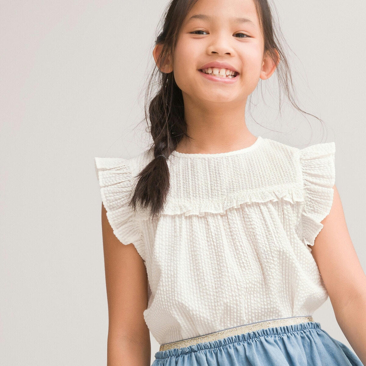 Blouse manches courtes gaufrée