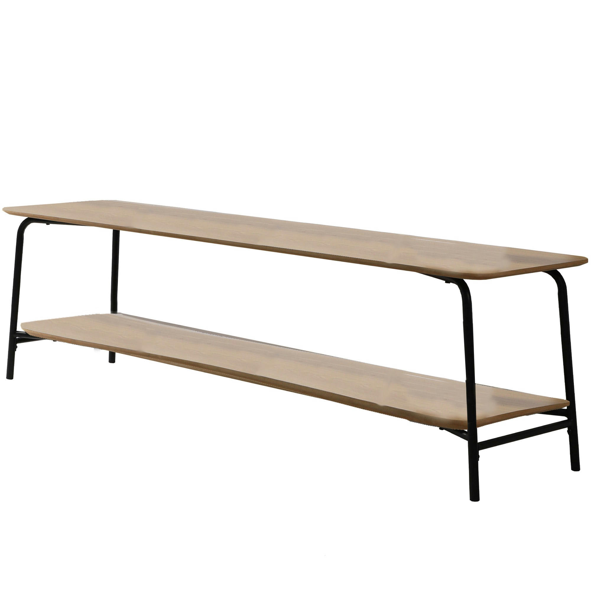 - Meuble de télévision 2 niveaux bois et métal noir 150x40x43.5cm