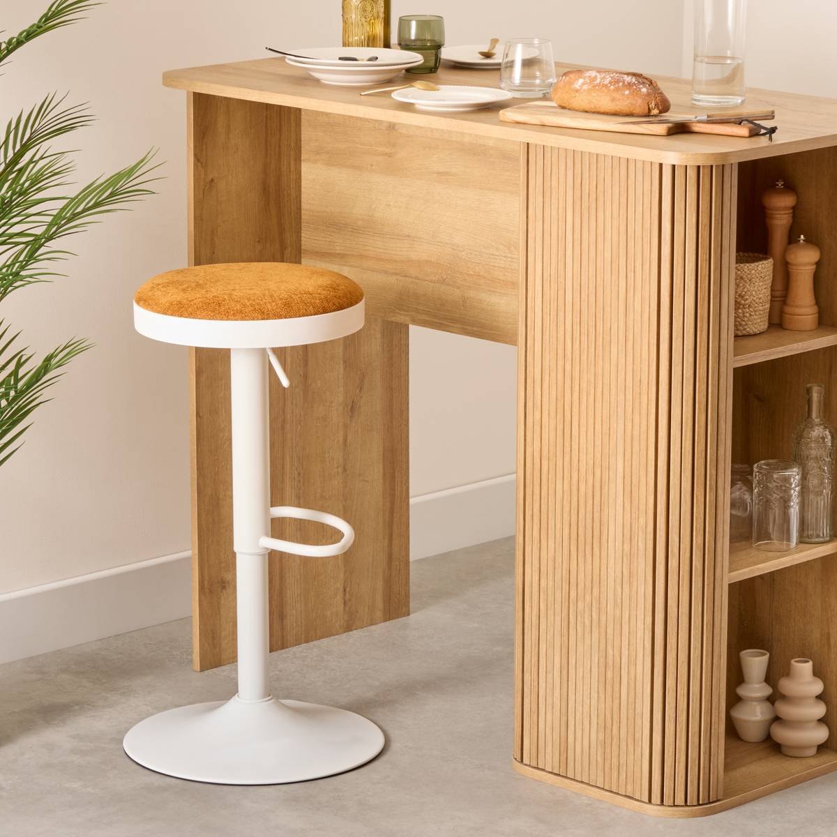 Set of 2 "Ilsa" Bar Stools Ochre, 41.5x41.5 cm