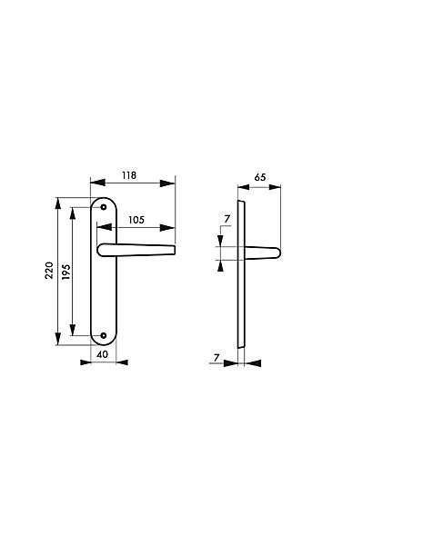 Ensemble de poignées pour porte intérieure Maia sans trou, carré 7mm, entr'axes 195mm, couleur F2 - THIRARD