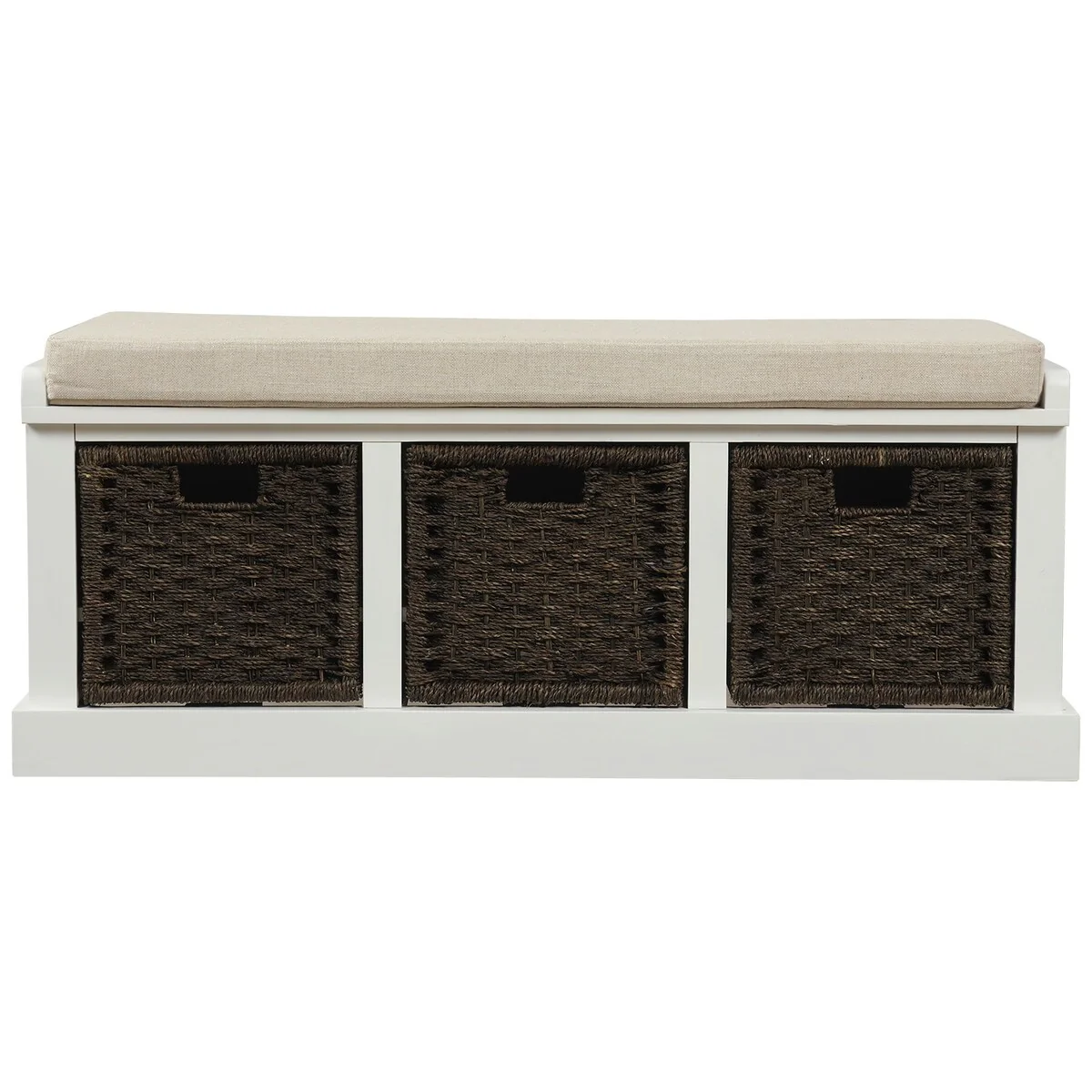 Rustic Entryway Storage Bench in Distresed White - 43.7L x 15.7W x 17H