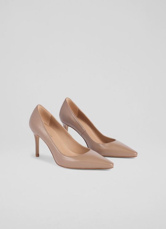 New Floret Brown Mocha Nappa Leather Pointed Toe Courts