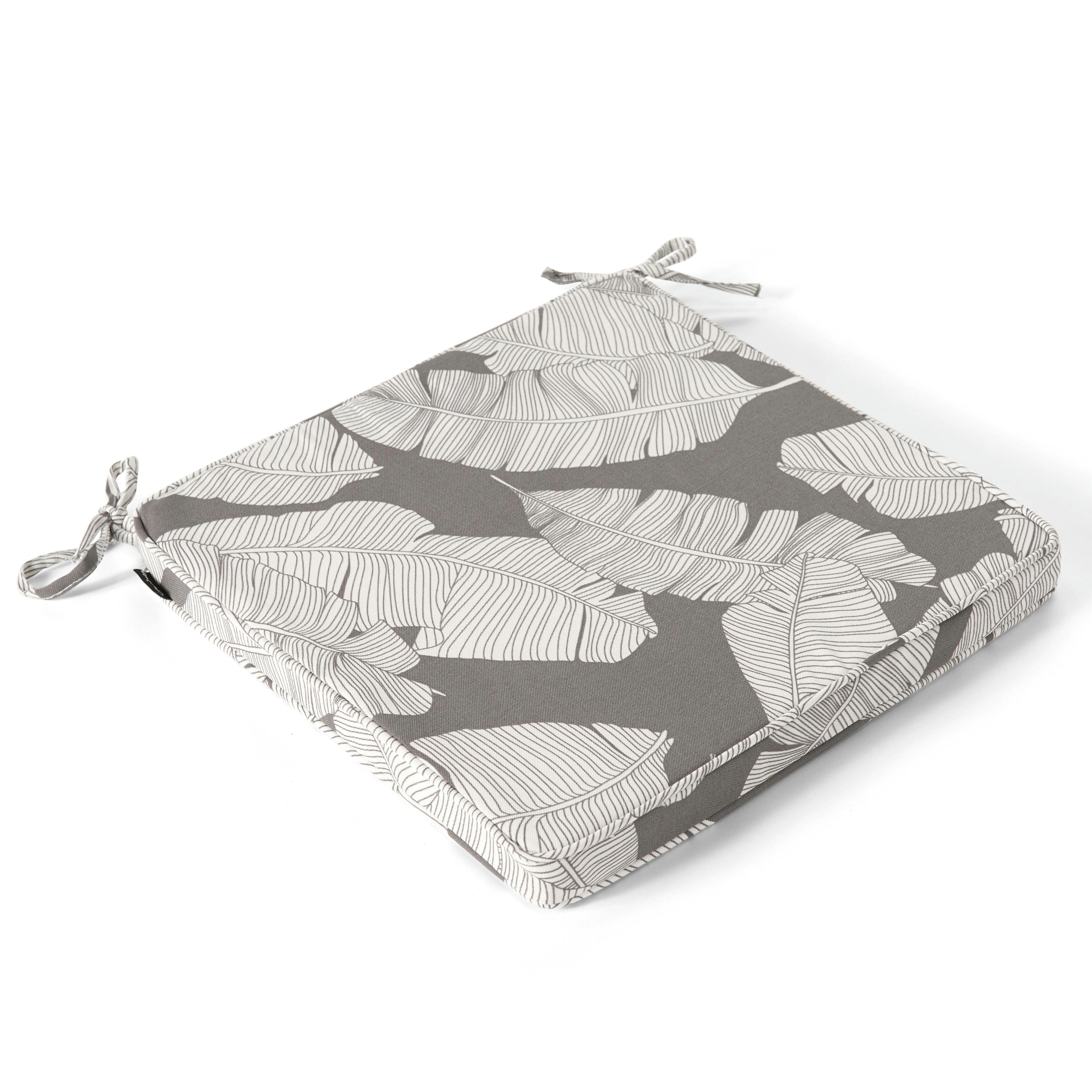 PAITA - Lot de 4 galettes de chaise polyester abaca gris 40x40x3 cm