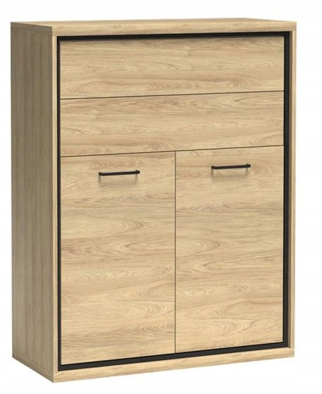 Komoda MILAN 120 cm dąb wysoka pojemna szuflady drzwi
