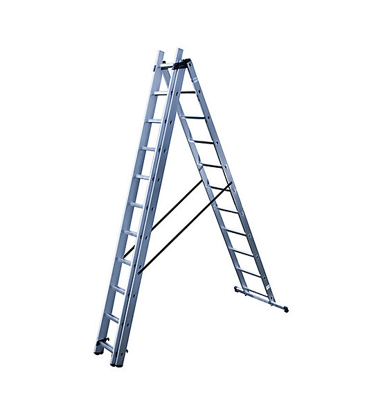 Echelle transformable 3 plans 3x11 échelons 7m/7,8m en aluminium Hailo Hobby