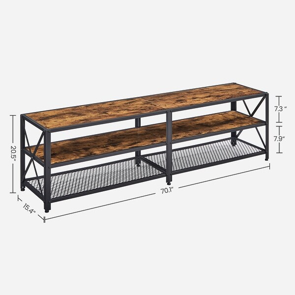 VASAGLE TV Stand for TV up to 75 Inches, TV Table, Entertainment Center, 3-Tier TV Console, Steel Frame,for Living Room