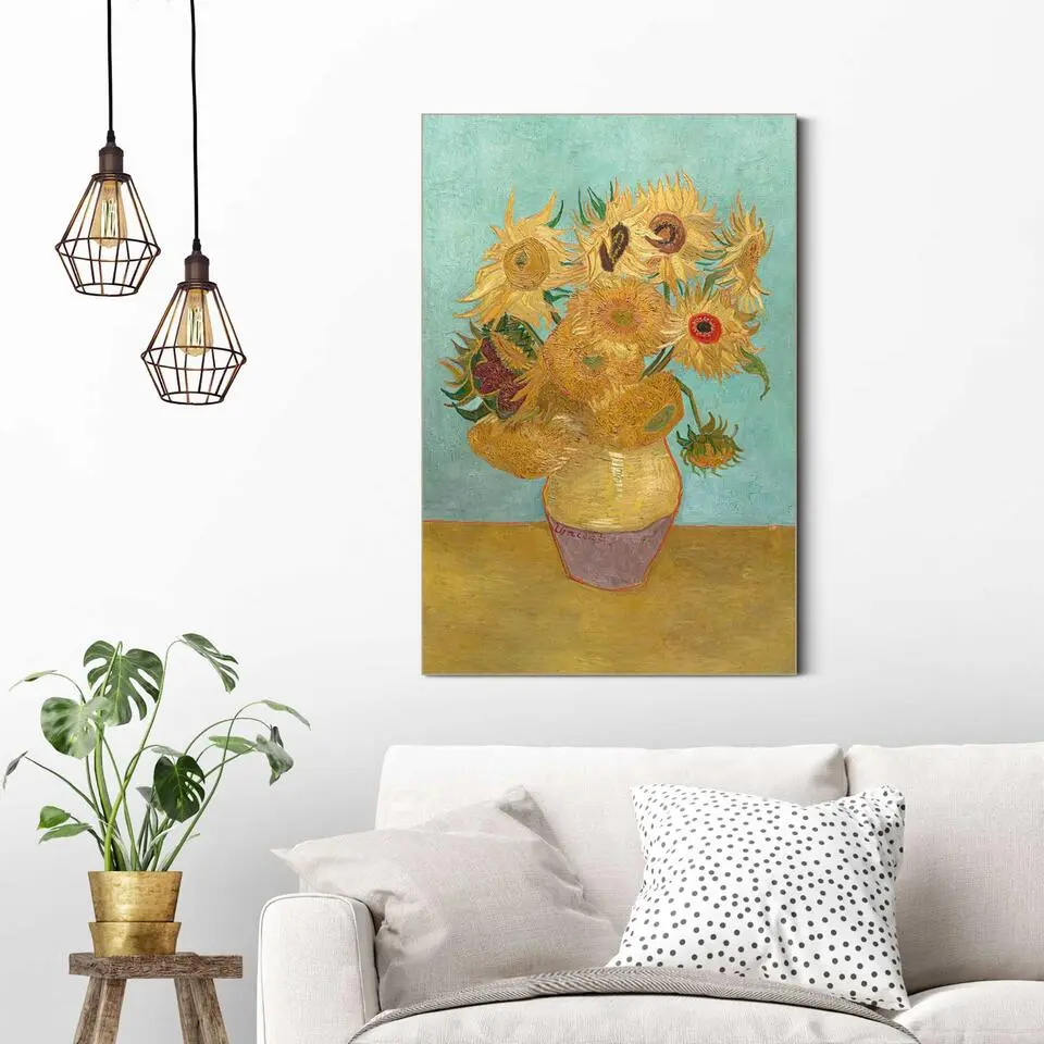 Schilderij Van Gogh - Zonnebloemen - 60 x 90 - Geel