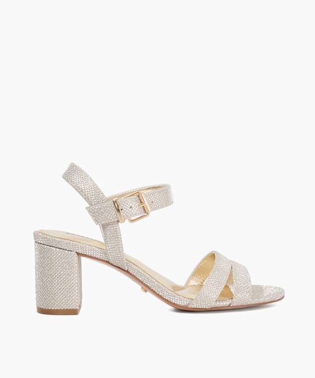 Merisa Gold - Wide-Fit Block-Heel Sandals