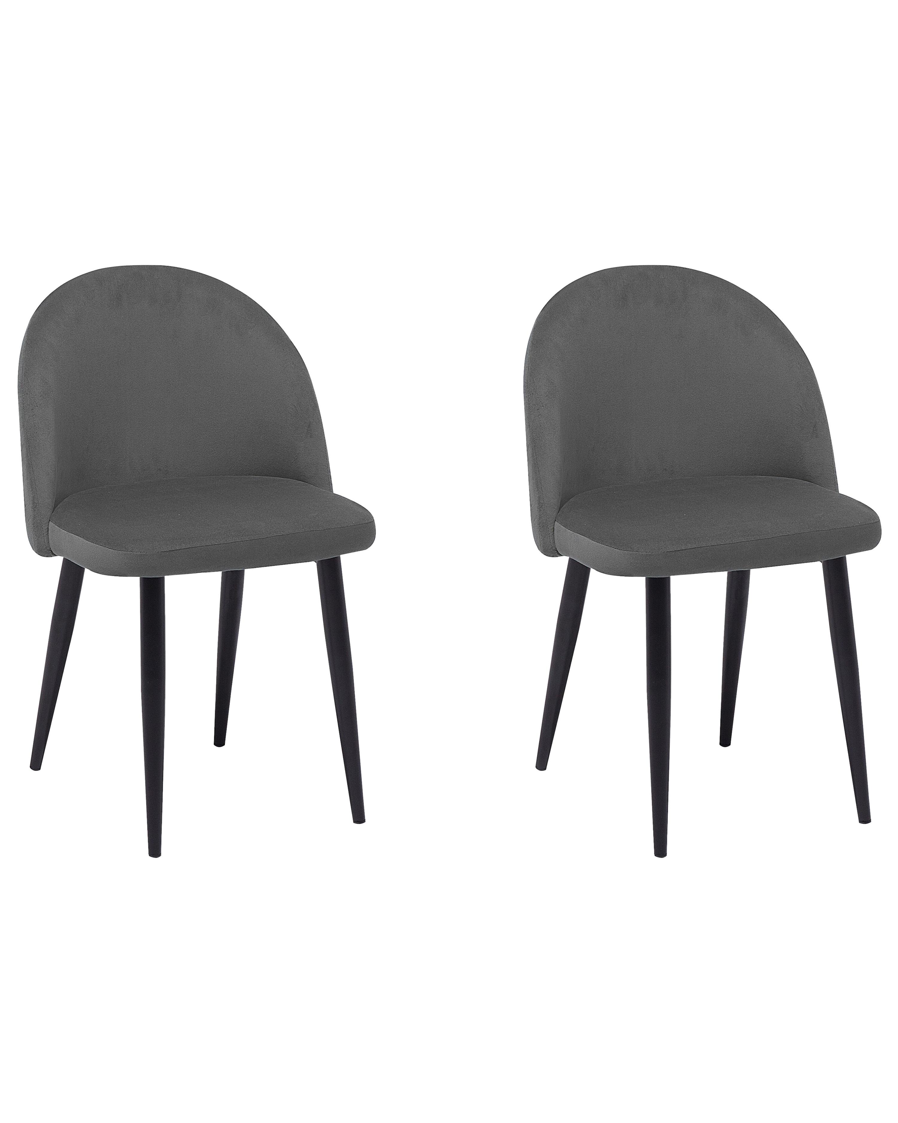 Set of 2 Dining Chairs VISALIA Velvet Grey