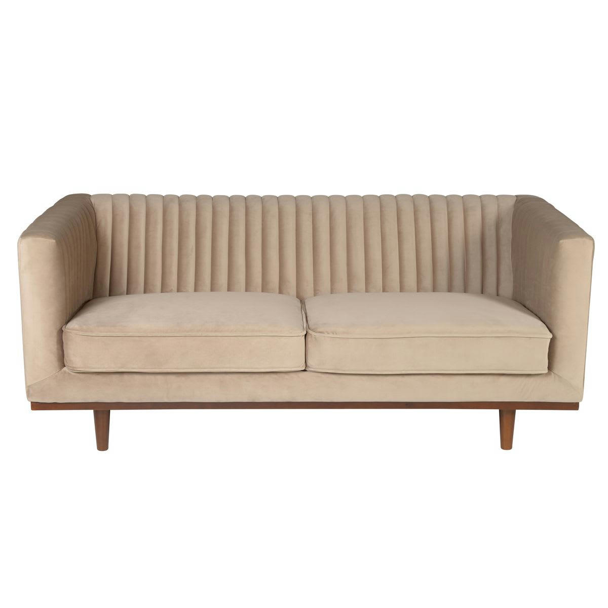 DANTE - Canapé velours 2 places beige vintage