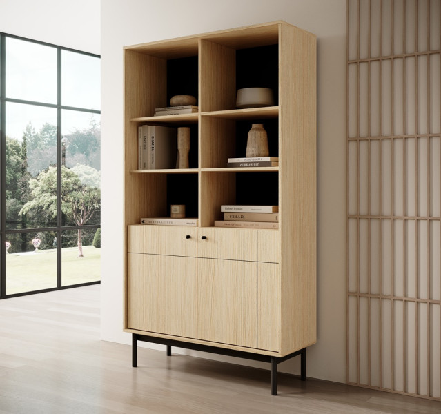 Regał NATURE w stylu japandi do salonu R104 - dąb linea