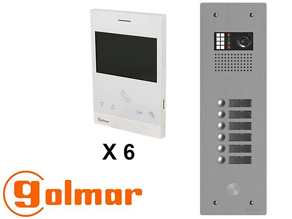 Kit visiophone collectif avec 6 écrans 1 rangée GOLMAR G2