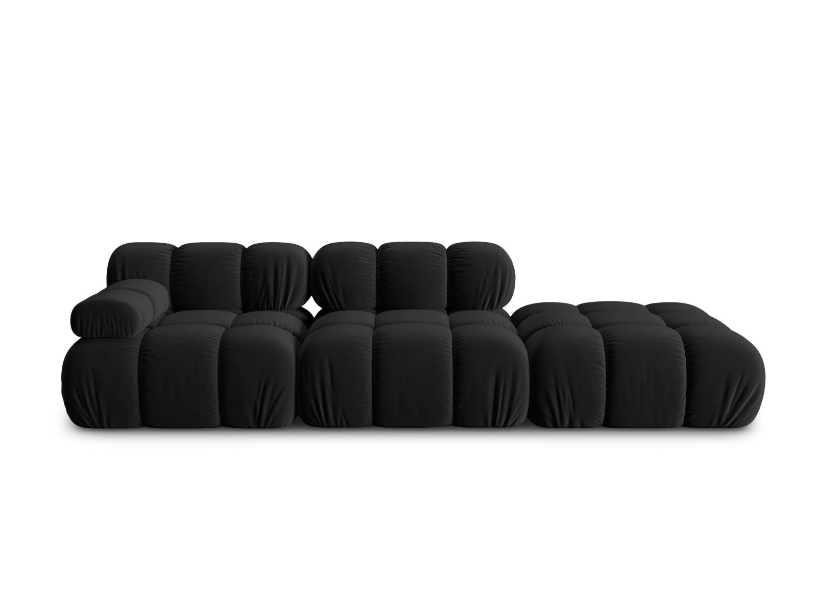 BELLIS - Canapé modulable droit 4 places en tissu velours noir