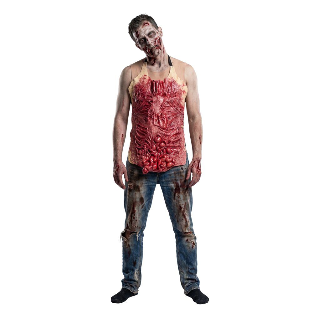 Buste de zombie Halloween en latex avec sang tablier taille unique 38x70cm