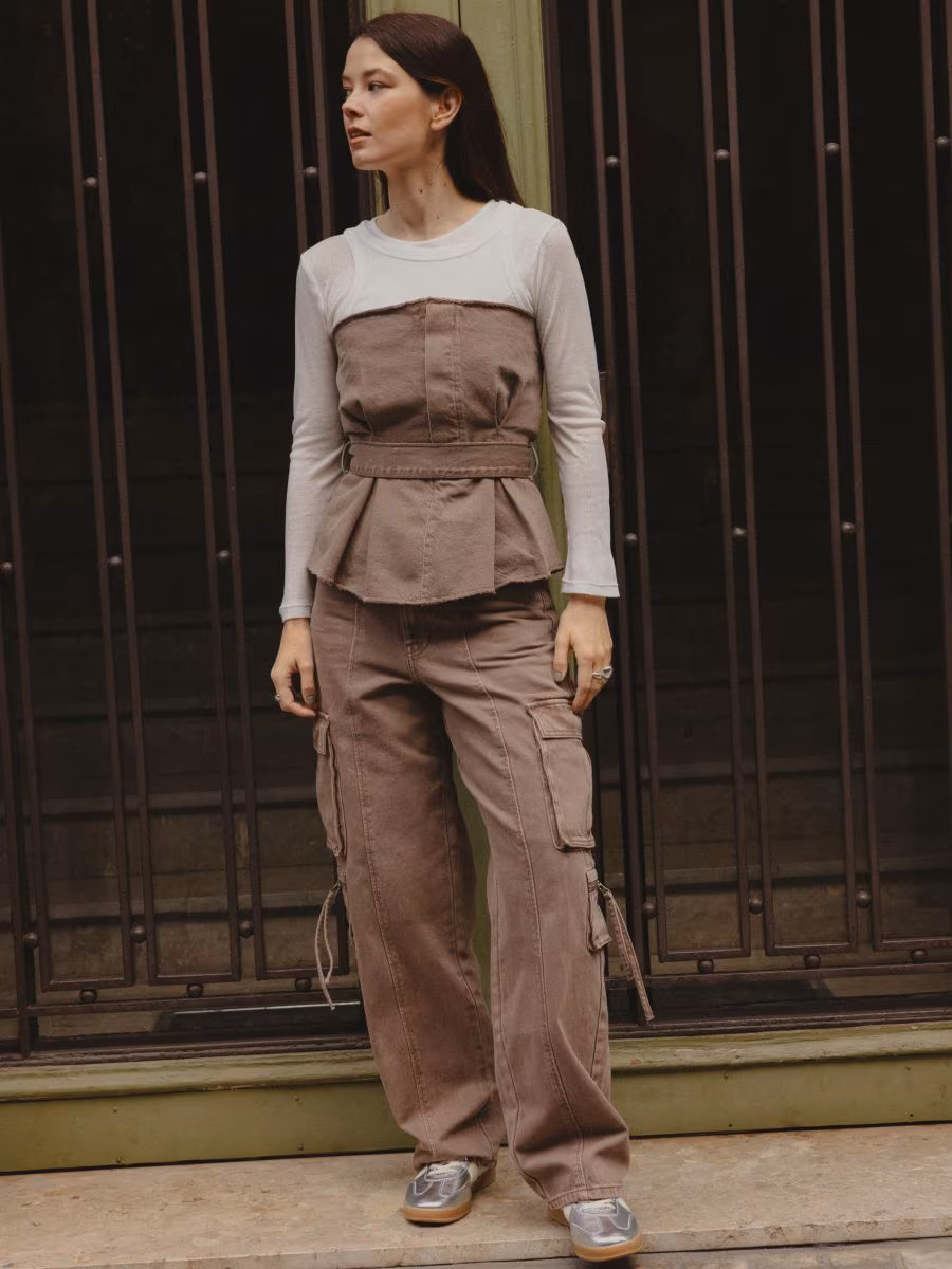 Wide Leg Jeans With Cargo Pockets